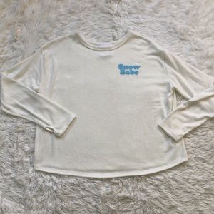 Sadie & Sage Fuzzy White Long Sleeve Snow Babe top ❄️